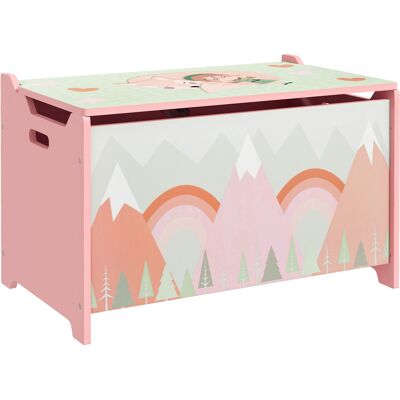 ARRIGONI Coffre À Jouet Enfant Coffre De Rangement Enfant Couvercle Rabattable Motif De Forêt Coins Arrondis 60 X 37 X 39 Cm Rose - Publicité ARRIGONI Coffre À Jouet Enfant Coffre De Rangement Enfant Couvercle Rabattable Motif De Forêt Coins Arrondis 60 X 37 X 39 Cm Rose - Publicité