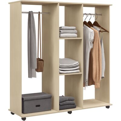 OEM Armoire Penderie Meuble De Rangement Mobile 6 Roulettes 120l X 40l X 128h Cm En Bois Naturel - Publicité OEM Armoire Penderie Meuble De Rangement Mobile 6 Roulettes 120l X 40l X 128h Cm En Bois Naturel - Publicité