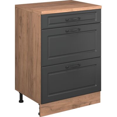 Commode D'Extension Rion, Anthracite Campagne/chêne De Force Doré, 60x46cm Sans Pente Avec 3 Tiroirs, Vicco - Publicité Commode D'Extension Rion, Anthracite Campagne/chêne De Force Doré, 60x46cm Sans Pente Avec 3 Tiroirs, Vicco - Publicité