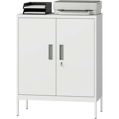 OEM Armoire Métallique Verrouillable À 2 Portes, Meuble De Bureau, Étagères Réglables, Pour Bureau À Domicile, Salon, Garage, Blanche - Publicité OEM Armoire Métallique Verrouillable À 2 Portes, Meuble De Bureau, Étagères Réglables, Pour Bureau À Domicile, Salon, Garage, Blanche - Publicité