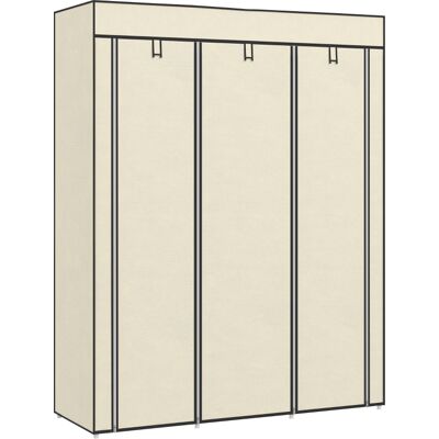 SANS MARQUE Armoire En Tissu Intissé Blanc Crème 125x43x162.5cm, 2 Penderies 8 Niveaux Rangement - Publicité SANS MARQUE Armoire En Tissu Intissé Blanc Crème 125x43x162.5cm, 2 Penderies 8 Niveaux Rangement - Publicité