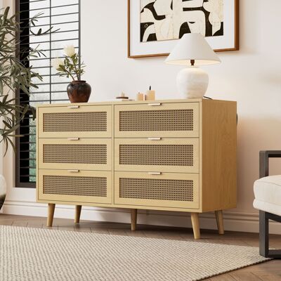 MIDUODUO Commode 6 Tiroirs En Bois Poignées Métalliques Grand Rangement Pour Chambre Salon Bureau Dimensions W120/h76.5/d40 Cm-da. Publicité MIDUODUO Commode 6 Tiroirs En Bois Poignées Métalliques Grand Rangement Pour Chambre Salon Bureau Dimensions W120/h76.5/d40 Cm-da. Publicité