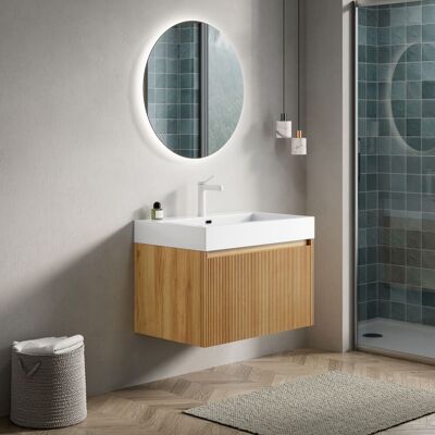 MIDUODUO Meuble De Salle De Bain Mural 70 Cm Bassin Résine Rectangulaire Blanc Meuble Contreplaqué Un Tiroir Préassemblé Grain Bois Naturel-chi. Publicité MIDUODUO Meuble De Salle De Bain Mural 70 Cm Bassin Résine Rectangulaire Blanc Meuble Contreplaqué Un Tiroir Préassemblé Grain Bois Naturel-chi. Publicité