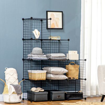 OEM Étagère Cube Modulable Diy 9 Compartiments En Treillis Métallique, Étagère Ouverte Pour Salon/chambre, Noir - Publicité OEM Étagère Cube Modulable Diy 9 Compartiments En Treillis Métallique, Étagère Ouverte Pour Salon/chambre, Noir - Publicité