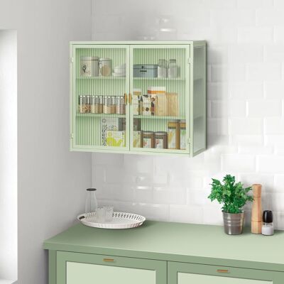 ACKERMAN 70cm Glastüren Moderner Zweitüriger Wandschrank Mit Dreistufiger Lagerung Für Eingangsbereich Wohnzimmer Badezimmer Esszimmer(green) - Publicité ACKERMAN 70cm Glastüren Moderner Zweitüriger Wandschrank Mit Dreistufiger Lagerung Für Eingangsbereich Wohnzimmer Badezimmer Esszimmer(green) - Publicité