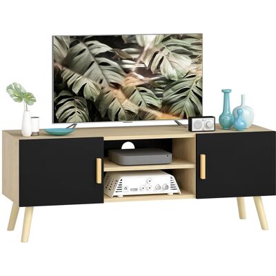 OEM Meuble Tv Meuble Télé Bois Banc Tv Jusqu'à 50 Pouces Avec Étagères, 2 Placards Et Passe-câbles, Chêne - Publicité OEM Meuble Tv Meuble Télé Bois Banc Tv Jusqu'à 50 Pouces Avec Étagères, 2 Placards Et Passe-câbles, Chêne - Publicité