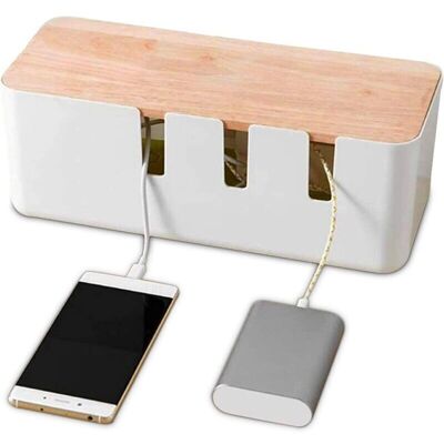 PELTOR Boîte De Rangement De Câbles 30,3 X 12,5 X 11,5cm, Organisateur De Câbles Avec Couvercle En Bois Pour Ordinateur Tv, Multiprise, Chargeur Ligne - Publicité PELTOR Boîte De Rangement De Câbles 30,3 X 12,5 X 11,5cm, Organisateur De Câbles Avec Couvercle En Bois Pour Ordinateur Tv, Multiprise, Chargeur Ligne - Publicité