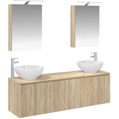 Ensemble D'Armoire De Salle De Bain 5 Pcs Chêne Sonoma Vidaxl - Publicité Ensemble D'Armoire De Salle De Bain 5 Pcs Chêne Sonoma Vidaxl - Publicité