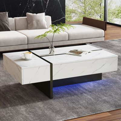 ACKERMAN (wf323711waa) Table Basse Blanche Moderne Avec Éclairage Led, Plateau Laqué Brillant Effet Marbre - 105 X 60 X 35 Cm - Table Basse Ou Buffet Au Design Original Pour Salon - Publicité ACKERMAN (wf323711waa) Table Basse Blanche Moderne Avec Éclairage Led, Plateau Laqué Brillant Effet Marbre - 105 X 60 X 35 Cm - Table Basse Ou Buffet Au Design Original Pour Salon - Publicité