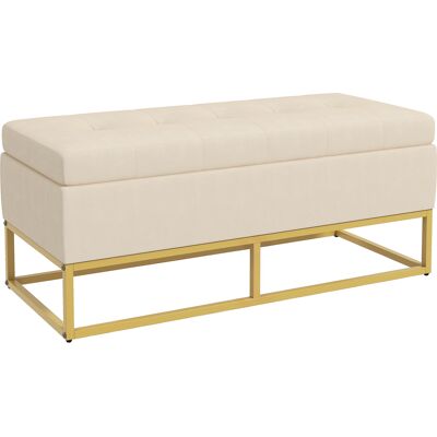 DEVOKO Banc Coffre De Rangement, En Acier, Doré, 110 X 47 X 46,5 Cm, Pour Salon Chambre Entrée, Assise Confortable, Rangement Salon Chambre - Publicité DEVOKO Banc Coffre De Rangement, En Acier, Doré, 110 X 47 X 46,5 Cm, Pour Salon Chambre Entrée, Assise Confortable, Rangement Salon Chambre - Publicité