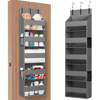 DYIKITI Rangement Suspendu Avec 4 Poches Latérales Et 2 Crochets, Organisateur Porte, Capacité 18 Kg (40 Lbs), Étagères Murales Pour Chambre, Salle De Bain, 5 Étagères, 5 Compartiments, Gris - Publicité DYIKITI Rangement Suspendu Avec 4 Poches Latérales Et 2 Crochets, Organisateur Porte, Capacité 18 Kg (40 Lbs), Étagères Murales Pour Chambre, Salle De Bain, 5 Étagères, 5 Compartiments, Gris - Publicité