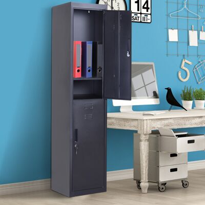 OEM Homcom Armoire À Casiers Vestiaire Métallique 4 Niveaux - 2 Portes Verrouillables Avec 2 Clés, 38x46x180cm, Noir - Publicité OEM Homcom Armoire À Casiers Vestiaire Métallique 4 Niveaux - 2 Portes Verrouillables Avec 2 Clés, 38x46x180cm, Noir - Publicité