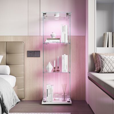 Adwolt - Vitrine En Verre - 3 Étagères Et 1 Porte -vitrine Avec Lumières Led - 40 X 35 X 123 Cm - Blanc -pour Salon- Chambre - Publicité Adwolt - Vitrine En Verre - 3 Étagères Et 1 Porte -vitrine Avec Lumières Led - 40 X 35 X 123 Cm - Blanc -pour Salon- Chambre - Publicité