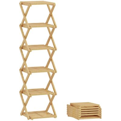OEM Étagère À Chaussures Pliable À 6 Niveaux En Bambou, Pouvant Contenir Jusqu'à 9 Paires De Chaussures, 30 X 29 X 108 Cm, Naturel - Publicité OEM Étagère À Chaussures Pliable À 6 Niveaux En Bambou, Pouvant Contenir Jusqu'à 9 Paires De Chaussures, 30 X 29 X 108 Cm, Naturel - Publicité