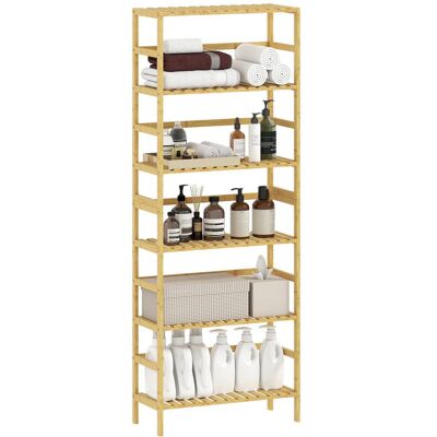 OEM Étagère En Bambou À 6 Niveaux, Étagères Réglables, Unité De Rangement Autoportante, Bois Naturel - Publicité OEM Étagère En Bambou À 6 Niveaux, Étagères Réglables, Unité De Rangement Autoportante, Bois Naturel - Publicité