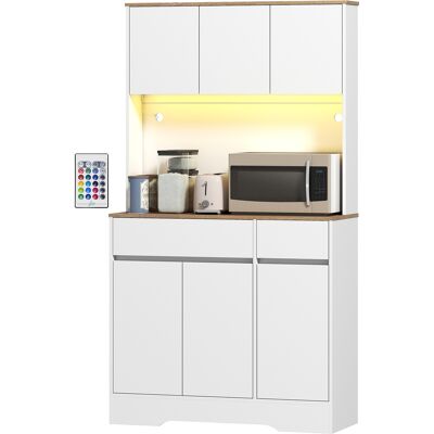 OEM Buffet Cuisine Meuble Cuisine Rangement Haut Avec Lumière Led Rgb, Plan De Travail, 6 Portes, 2 Tiroirs, Blanc - Publicité OEM Buffet Cuisine Meuble Cuisine Rangement Haut Avec Lumière Led Rgb, Plan De Travail, 6 Portes, 2 Tiroirs, Blanc - Publicité