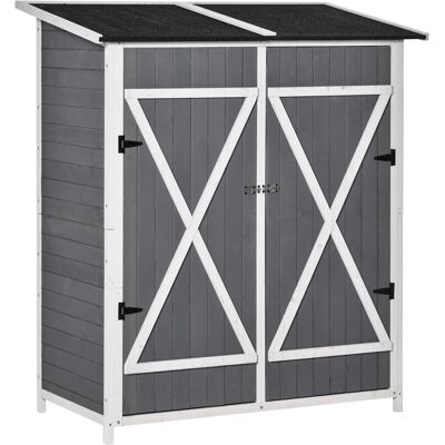 OEM Armoire De Jardin Hangar À Outils Avec 2 Portes Armoire À Outils Avec Toit En Asphalte Armoire De Stockage De Jardin Design Antidumping Avec Clous De Sol Bois De Sapin Gris + Blanc 139 X 75 X 160 Cm - Publicité OEM Armoire De Jardin Hangar À Outils Avec 2 Portes Armoire À Outils Avec Toit En Asphalte Armoire De Stockage De Jardin Design Antidumping Avec Clous De Sol Bois De Sapin Gris + Blanc 139 X 75 X 160 Cm - Publicité
