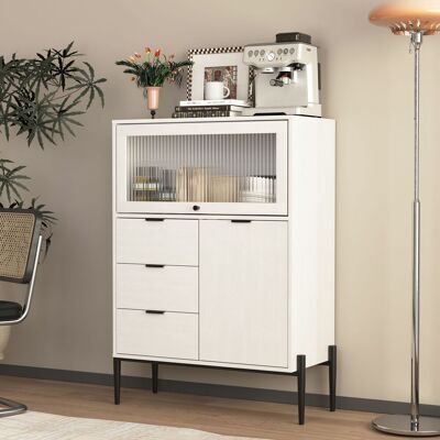 ACKERMAN Buffet Avec 3 Tiroirs, 1 Porte Et 1 Porte En Verre, Meuble En Bois Avec Rangement Pour Cuisine, Salle À Manger, Entrée, 85 X 40 X 120 Cm - Publicité ACKERMAN Buffet Avec 3 Tiroirs, 1 Porte Et 1 Porte En Verre, Meuble En Bois Avec Rangement Pour Cuisine, Salle À Manger, Entrée, 85 X 40 X 120 Cm - Publicité