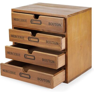 OEM 1 Organiseur De Bureau, Bois De Pin, 4 Tiroirs, Marron, Sans Assemblage, Pour Maison Et Artisanat - Publicité OEM 1 Organiseur De Bureau, Bois De Pin, 4 Tiroirs, Marron, Sans Assemblage, Pour Maison Et Artisanat - Publicité