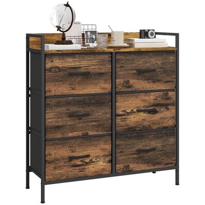 OEM Commode À 6 Tiroirs Pliants, Revêtement En Tissu, Structure En Acier, Style Industriel, 79 X 29 X 85 Cm, Marron Rustique - Publicité OEM Commode À 6 Tiroirs Pliants, Revêtement En Tissu, Structure En Acier, Style Industriel, 79 X 29 X 85 Cm, Marron Rustique - Publicité