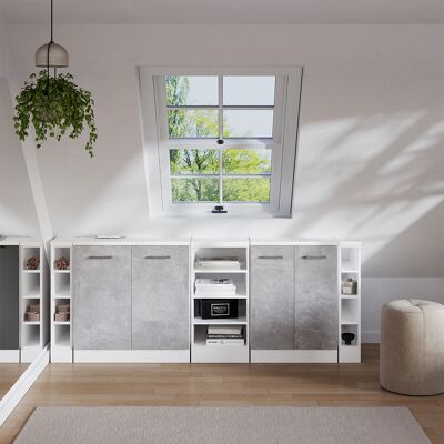Ensembles De Meuble De Rangement Sous Pente Rion, Béton, 210cm Lot De 5 Caissons 60 Cm De Profondeur, Vicco - Publicité Ensembles De Meuble De Rangement Sous Pente Rion, Béton, 210cm Lot De 5 Caissons 60 Cm De Profondeur, Vicco - Publicité