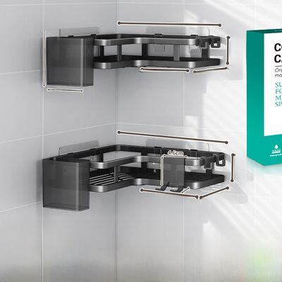 OEM Étagère De Rangement Triangulaire Murale Sans Perçage, Double Niveau (double Noir) - Publicité OEM Étagère De Rangement Triangulaire Murale Sans Perçage, Double Niveau (double Noir) - Publicité