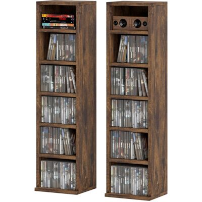 OEM Lot De 2 Étagères Colonnes Armoire De Rangement Cd 12 Compartiments 21 X 22,5 X 88,5 Cm Capacité 204 Cd Brun Rustique - Publicité OEM Lot De 2 Étagères Colonnes Armoire De Rangement Cd 12 Compartiments 21 X 22,5 X 88,5 Cm Capacité 204 Cd Brun Rustique - Publicité