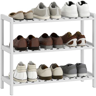 OEM Étagère À Chaussures. Porte-chaussures 3 Niveaux. Étagères À Lattes. En Bois De Pin. 70 X 26 X 57.5 Cm. Blanc - Publicité OEM Étagère À Chaussures. Porte-chaussures 3 Niveaux. Étagères À Lattes. En Bois De Pin. 70 X 26 X 57.5 Cm. Blanc - Publicité
