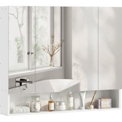 Generic Miroir Armoire Salle De Bain 3 Portes Fermeture Douce, Étagères Réglables, 90x15x75 Cm, Blanc - Publicité Generic Miroir Armoire Salle De Bain 3 Portes Fermeture Douce, Étagères Réglables, 90x15x75 Cm, Blanc - Publicité