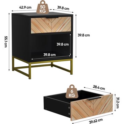 ALLAUVE Table De Chevet Design Avec Tiroir Et Étagère, Idéale Pour Salon, Chambre Ou Entrée, 43x40x55 Cm, 1 Unité - Publicité ALLAUVE Table De Chevet Design Avec Tiroir Et Étagère, Idéale Pour Salon, Chambre Ou Entrée, 43x40x55 Cm, 1 Unité - Publicité