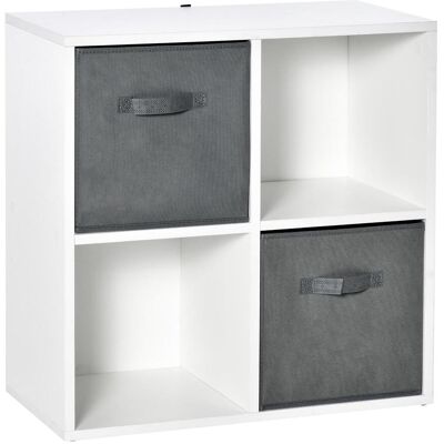 OEM Bibliothèque Modulaire Homcom À 4 Cubes Avec 2 Tiroirs Amovibles En Tissu Non Tissé, Idéale Pour Le Bureau, La Chambre Ou Tout Autre Espace De Travail. Dimensions : 61,5 X 30 X 61,5 Cm. Coloris : Blan - Publicité OEM Bibliothèque Modulaire Homcom À 4 Cubes Avec 2 Tiroirs Amovibles En Tissu Non Tissé, Idéale Pour Le Bureau, La Chambre Ou Tout Autre Espace De Travail. Dimensions : 61,5 X 30 X 61,5 Cm. Coloris : Blan - Publicité
