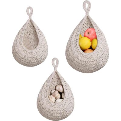 GRASSLIN Lot De 3 Panier Mural, Crochet Inclus, Coton Tressé, Grande Ouverture, Rangement Cuisine Salon - Publicité GRASSLIN Lot De 3 Panier Mural, Crochet Inclus, Coton Tressé, Grande Ouverture, Rangement Cuisine Salon - Publicité