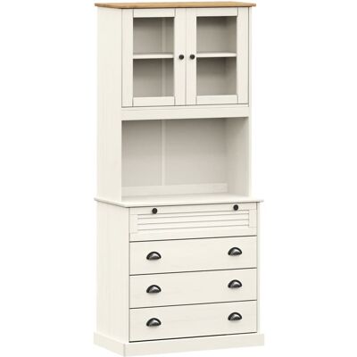 Maison Exclusive - Buffet Haut Vigo Blanc 80x40x176 Cm Bois Massif De Pin - Publicité Maison Exclusive - Buffet Haut Vigo Blanc 80x40x176 Cm Bois Massif De Pin - Publicité