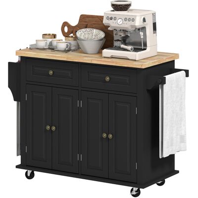OEM Desserte Ilôt De Cuisine Multi Rangements 2 Tiroirs 2 Placard 2 Portes Avec Étagère Range-bouteille Porte-torchons Et Étagère Réglable Mdf Noir Hévéa - Publicité OEM Desserte Ilôt De Cuisine Multi Rangements 2 Tiroirs 2 Placard 2 Portes Avec Étagère Range-bouteille Porte-torchons Et Étagère Réglable Mdf Noir Hévéa - Publicité