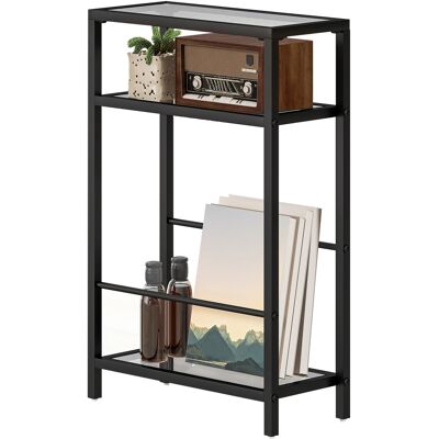OEM Étagère À 3 Niveaux Avec Tablettes En Verre, 18 Cm De Large, Structure En Acier, Traverses, Noire - Publicité OEM Étagère À 3 Niveaux Avec Tablettes En Verre, 18 Cm De Large, Structure En Acier, Traverses, Noire - Publicité