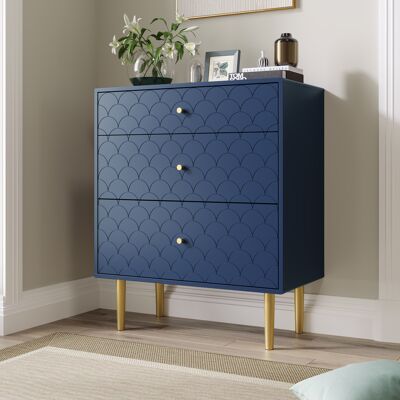 ACKERMAN Commode À 3 Tiroirs, Buffet/haut De Commode Pour Chambres Et Pièces À Vivre, Bleu Marine - H 89/l 75/p 40 Cm - Publicité ACKERMAN Commode À 3 Tiroirs, Buffet/haut De Commode Pour Chambres Et Pièces À Vivre, Bleu Marine - H 89/l 75/p 40 Cm - Publicité
