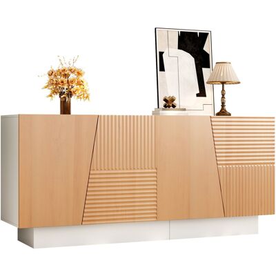ACKERMAN Buffet, Meuble De Salon, Structure Géométrique Rainurée, 4 Portes, 2 Compartiments De Rangement Séparés, Étagères Réglables En Hauteur - Publicité ACKERMAN Buffet, Meuble De Salon, Structure Géométrique Rainurée, 4 Portes, 2 Compartiments De Rangement Séparés, Étagères Réglables En Hauteur - Publicité