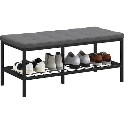 TORMATOR Banc À Chaussures Avec Coussin Rembourré Et Étagère De Rangement, Banc D'Entrée Pour Couloir, Chambre, 90x41x40cm, Gris - Publicité TORMATOR Banc À Chaussures Avec Coussin Rembourré Et Étagère De Rangement, Banc D'Entrée Pour Couloir, Chambre, 90x41x40cm, Gris - Publicité