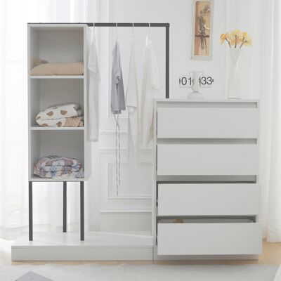 ALLAUVE Armoire De Rangement Blanche, Buffet Avec Penderie, Commode, Dimensions 140x40x135 Cm, Ensemble De Meubles - Publicité ALLAUVE Armoire De Rangement Blanche, Buffet Avec Penderie, Commode, Dimensions 140x40x135 Cm, Ensemble De Meubles - Publicité