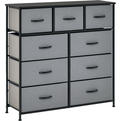 DEVOKO Commode 9 Tiroirs Rangement Tiroir Tissu Pliant Structure Acier Noir 100 X 30 X 100 Cm Noir Gris - Publicité DEVOKO Commode 9 Tiroirs Rangement Tiroir Tissu Pliant Structure Acier Noir 100 X 30 X 100 Cm Noir Gris - Publicité