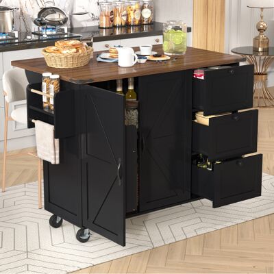 ACKERMAN Îlot De Cuisine, Desserte Avec Plan De Travail Coulissant, Meuble De Cuisine, Chariot De Cuisine, Desserte Avec Finition Bois, Desserte À Deux Portes Et Trois Tiroirs, Noir - Publicité ACKERMAN Îlot De Cuisine, Desserte Avec Plan De Travail Coulissant, Meuble De Cuisine, Chariot De Cuisine, Desserte Avec Finition Bois, Desserte À Deux Portes Et Trois Tiroirs, Noir - Publicité