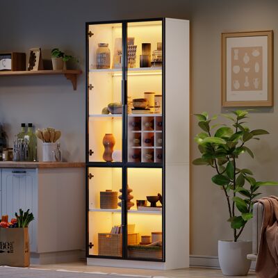 ACKERMAN Vitrine 80 X 35 X 200 Cm, Vitrine Vitrée Avec Portes En Verre Et Éclairage Led, Armoire Haute, Bibliothèque, Vitrine Autoportante, Cave À Vin. Buffet Élégant Avec Double Porte, Étagère En Verre Et Cas - Publicité ACKERMAN Vitrine 80 X 35 X 200 Cm, Vitrine Vitrée Avec Portes En Verre Et Éclairage Led, Armoire Haute, Bibliothèque, Vitrine Autoportante, Cave À Vin. Buffet Élégant Avec Double Porte, Étagère En Verre Et Cas - Publicité