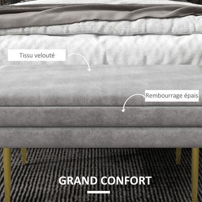 OEM Banc Banquette Coffre 2-en-1 Velours Acier 79,5x37,5x43 Cm Gris Doré - Publicité OEM Banc Banquette Coffre 2-en-1 Velours Acier 79,5x37,5x43 Cm Gris Doré - Publicité