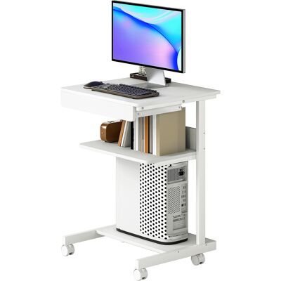 OEM Bureau D'Ordinateur Sur Roues, Bureau Avec Rangement 56 X 51 Cm Avec Tiroir, Compartiment Et Support Cpu, Blanc - Publicité OEM Bureau D'Ordinateur Sur Roues, Bureau Avec Rangement 56 X 51 Cm Avec Tiroir, Compartiment Et Support Cpu, Blanc - Publicité