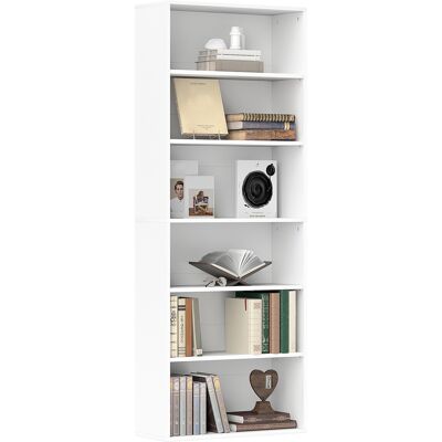 OEM Bibliothèque Étagère De Rangement 6 Niveaux Avec Étagères Réglables Pour Salon. Chambre. Bureau. 60x24x158.5cm. Blanc - Publicité OEM Bibliothèque Étagère De Rangement 6 Niveaux Avec Étagères Réglables Pour Salon. Chambre. Bureau. 60x24x158.5cm. Blanc - Publicité