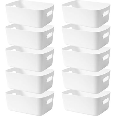 JARDIBRIC 10pcs Boîtes Rangement Plastique Bac Rangement 20 Cm Organiseur Panier Rangement Avec Poignées Caisse Rangement Placard Cuisine Salle De Bain Bureau - Publicité JARDIBRIC 10pcs Boîtes Rangement Plastique Bac Rangement 20 Cm Organiseur Panier Rangement Avec Poignées Caisse Rangement Placard Cuisine Salle De Bain Bureau - Publicité