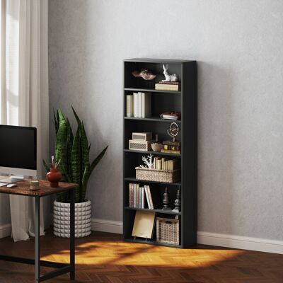 OEM Homcom Bibliothèque Étagère De Rangement À 6 Niveaux - Étagères Réglables, 60x24x158,5cm, Noir - Publicité OEM Homcom Bibliothèque Étagère De Rangement À 6 Niveaux - Étagères Réglables, 60x24x158,5cm, Noir - Publicité