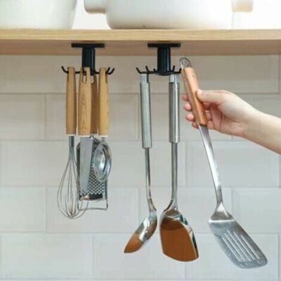 OEM Rotatif À 360 ° Porte Ustensiles Cuisine,6 Crochets Sous Armoire Support Ustensiles Cuisine,sans Percer Crochets De Rangement Organiseur Rack Pour Salle De Cuisine/bains - Publicité OEM Rotatif À 360 ° Porte Ustensiles Cuisine,6 Crochets Sous Armoire Support Ustensiles Cuisine,sans Percer Crochets De Rangement Organiseur Rack Pour Salle De Cuisine/bains - Publicité