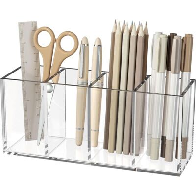 OEM Porte-stylo En Acrylique 4 Compartiments, Tasse Organisatrice De Crayons Transparente Pour Le Rangement Des Accessoires De Bureau Sur Le Comptoir-dou - Publicité OEM Porte-stylo En Acrylique 4 Compartiments, Tasse Organisatrice De Crayons Transparente Pour Le Rangement Des Accessoires De Bureau Sur Le Comptoir-dou - Publicité