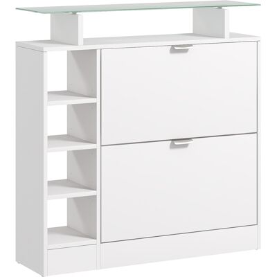 OEM Meuble À Chaussures Avec 2 Tiroirs Rabattables 12 Paires, Plateau En Verre Et Étagères Réglables, 89 X 25 X 92 Cm, Blanc - Publicité OEM Meuble À Chaussures Avec 2 Tiroirs Rabattables 12 Paires, Plateau En Verre Et Étagères Réglables, 89 X 25 X 92 Cm, Blanc - Publicité